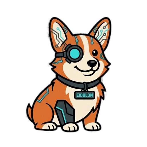 Eidolon — Eidoforge's cybernetic corgi mascot + Customer Relations agent